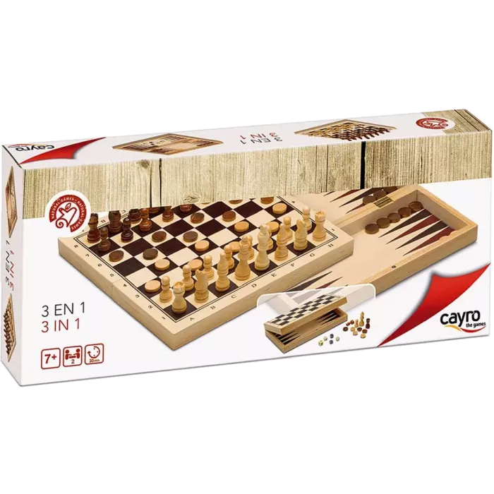 Échecs, Dames Et Backgammon Pliable: Coffret 3 En 1